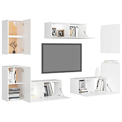 Avis Maison Chic Ensemble de meubles TV 7 pcs | Banc TV Moderne pour salon | Meuble de Rangement - Blanc Aggloméré -MN82667