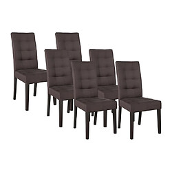 Vente-Unique Lot de 6 chaises en tissu et bois - Marron - VILLOSA