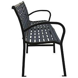 Helloshop26 Banc de jardin meuble de patio d'extérieur terrasse double de jardin 251 x 62 x 82 cm acier et WPC noir 02_0011831