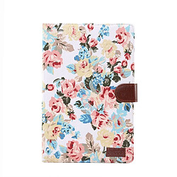 Wewoo Housse Coque Étui de protection en cuir à rabat horizontal pour PC Texture tissu fleur Galaxy Tab S5e T720 / T725avec support et logements cartesportefeuille et cadre photo Blanc