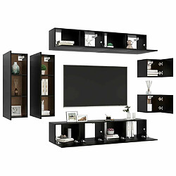 Avis Maison Chic Ensemble de meubles TV 8 pcs | Banc TV Moderne pour salon | Meuble de Rangement - Noir Aggloméré -MN96510