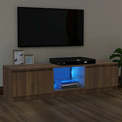 Maison Chic Meubles TV avec lumières LED - Banc TV pour salon chêne marron 120x30x35,5 cm -MN31500