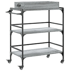 Maison Chic Desserte de cuisine | Chariot de cuisine | Meuble de rangement roulant sonoma gris 81,5x41x92,5cm bois d'ingénierie -GKD26799