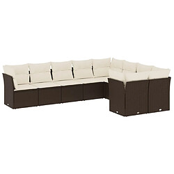 Maison Chic Salon de jardin avec coussins 9 pcs, Ensemble Tables et chaises de jardin, marron résine tressée -GKD486362