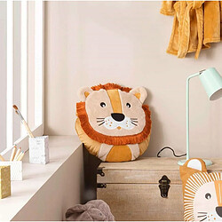 Douceur D'Interieur Coussin enfant en forme de lion - Diam. 40 cm - Orange