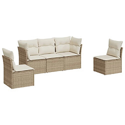 Maison Chic Salon de jardin avec coussins 5 pcs | Ensemble de Table et chaises | Mobilier d'Extérieur beige résine tressée -GKD83805