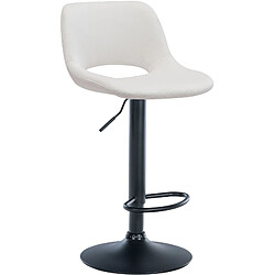 Decoshop26 Tabouret de bar chaise haute x1 avec repose-pieds en velours crème piètement métallique noir 10_0004597