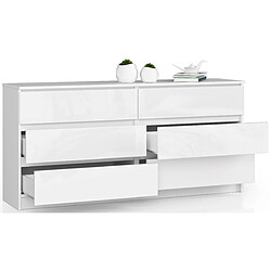 AKORD Commode corps Blanc, façade Blanc brillant 160x77x40 cm