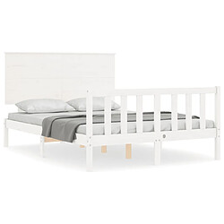 Maison Chic Cadre/structure de lit avec tête de lit pour adulte - Lit Moderne Chambre blanc petit double bois massif -MN39696