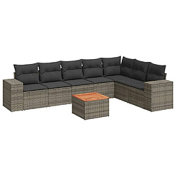 vidaXL Salon de jardin 8 pcs avec coussins gris résine tressée