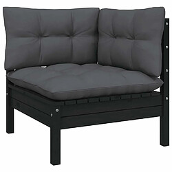 Maison Chic Salon de jardin 10 pcs + coussins - Mobilier/Meubles de jardin - Table et chaises d'extérieur Noir Bois de pin massif -MN73644 pas cher