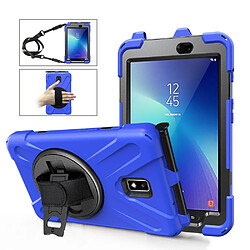 Coque en TPU combo en forme de X avec béquille, dragonne et dragonne bleu pour votre Samsung Galaxy Tab Active 2 8.0 T395/T390