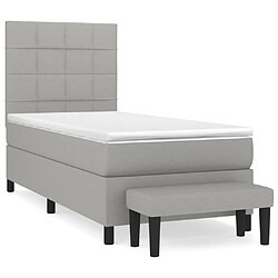 Maison Chic Lit Adulte - Lit simple Lit à sommier tapissier avec matelas moelleux - Meuble de Chambre - Gris clair 90x200 cm Tissu -MN76027