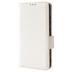 Etui en PU texture litchi, fermoir aimanté avec support blanc pour votre Samsung Galaxy F52 5G