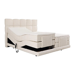 Vente-Unique Ensemble complet boxspring tête de lit + sommiers relaxation électrique + matelas + surmatelas - 2 x 90 x 200 cm - Tissu bouclette - Beige - OMILA de PALACIO pas cher