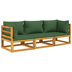 Avis Maison Chic Salon de jardin 3 pcs + coussins - Mobilier/Meubles de jardin - Table et chaises d'extérieur vert bois massif -MN73831