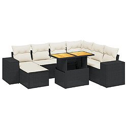 vidaXL Salon de jardin 8 pcs avec coussins noir résine tressée