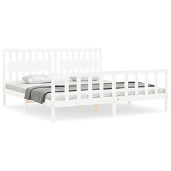 Maison Chic Lit adulte - Cadre Structure de lit avec tête de lit Contemporain blanc 200x200 cm bois massif -MN56158