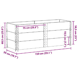 vidaXL Jardinière gris 150x50 cm bois massif de pin pas cher