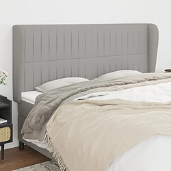 Maison Chic Tête de lit scandinave avec oreilles,meuble de chambre Gris clair 183x23x118/128 cm Tissu -MN63407