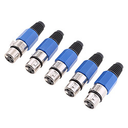 5pcs Câble XLR Connecteur Audio Femelle pour Microphone Haut-parleur - Bleu pas cher