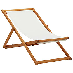 Maison Chic Chaise pliable de plage pour relaxbois d'eucalyptus et tissu blanc crème -GKD33663