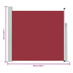 vidaXL Auvent latéral rétractable de patio 170x300 cm Rouge pas cher