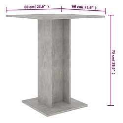 vidaXL Table de bistro Gris béton 60x60x75 cm Bois d'ingénierie pas cher