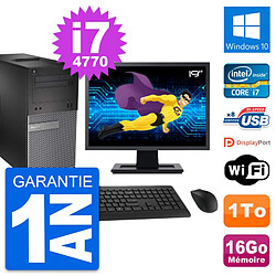 PC Tour Dell 3020 Ecran 19" Intel i7-4770 RAM 16Go Disque 1To Windows 10 Wifi - Occasion