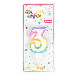 Paris Prix Bougie d'Anniversaire Chiffre 3 7cm Multicolore