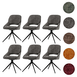 Mendler Lot de 6 chaises de salle à manger HWC-N73, chaise de cuisine, pivotante Auto-Return, tissu/textile chenille (490g/m²) Oeko-Tex ~ gris foncé