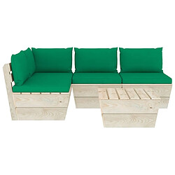 Avis Maison Chic Salon de jardin palette 5 pcs avec coussins - Table et chaises d'extérieur - Mobilier/Meubles de jardin Moderne épicéa imprégné -MN56099