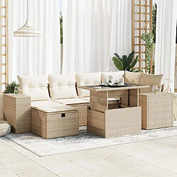 vidaXL Salon de jardin avec coussins 8 pcs beige résine tressée