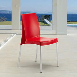 20 Chaises Grand Soleil Boulevard plastique polypropylène empilables stock, Couleur: Rouge