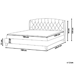 Avis Beliani Lit double en tissu gris clair 180 x 200 cm BORDEAUX