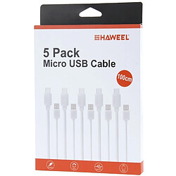 Avis Wewoo Câble pour Samsung, Huawei, Xiaomi, LG, HTC et autres Smartphones 5 PCS 1 m haute vitesse Micro USB vers USB Data Sync Kits de recharge de câble,