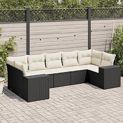 Maison Chic Salon de jardin 7 pcs avec coussins | Ensemble de Table et chaises | Mobilier d'Extérieur noir résine tressée -GKD92368