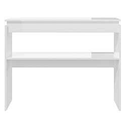 Avis vidaXL Table console blanc brillant 102x30x80 cm bois d'ingénierie