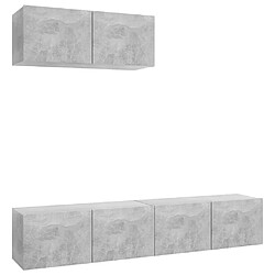 vidaXL Meubles TV 3 pcs Gris béton Bois d'ingénierie