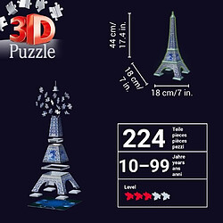 Ravensburger-Puzzle 3D Tour Eiffel phosphorescente 50 ans-Des 10 ans-216p numérotées a assembler sans colle-Accessoires inclus-11591 pas cher