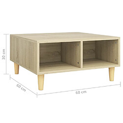 vidaXL Table basse chêne sonoma 60x60x30 cm bois d'ingénierie pas cher