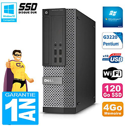 PC DELL 7020 SFF Intel G3220 RAM 4Go Disque Dur 120 Go SSD Graveur DVD Wifi W7 - Occasion