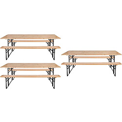 Jardindeco Ensemble table et banc de jardin Brasseur Lot de 3.