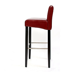 Mendler Lot de 2 tabourets de bar N25, bois/cuir, 37x44x102cm ~ rouge pas cher