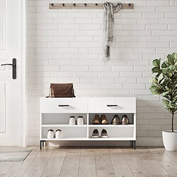 Maison Chic Banc à chaussures | Meuble de rangement à chaussures Meuble d'Entrée blanc brillant 102x35x55 cm bois d'ingénierie -MN10708