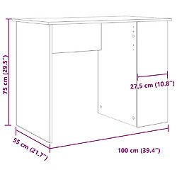 vidaXL Bureau vieux bois 100x55x75 cm bois d'ingénierie pas cher