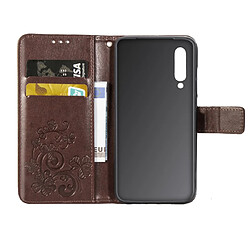 Acheter Wewoo Housse Coque Étui en cuir Motif fleurs pressées Lucky Clover pour Xiaomi Mi 9avec porte-cartes et porte-cartesporte-monnaie et dragonne Marron