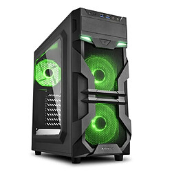 Sharkoon VG7-W Boîtier PC Gamer 2xUSB 3.2 Acrylique ATX Midi-Tour Vert