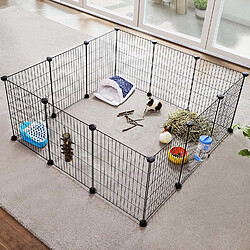 SONGMICS Enclos modulable pour Petits Animaux, Cage intérieur, Maillet en Caoutchouc Offert, 143 x 73 x 46 cm (L x l x H), Noir LPI01H