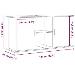 vidaXL Support d'aquarium chêne artisanal 121x41x58 cm bois ingénierie pas cher